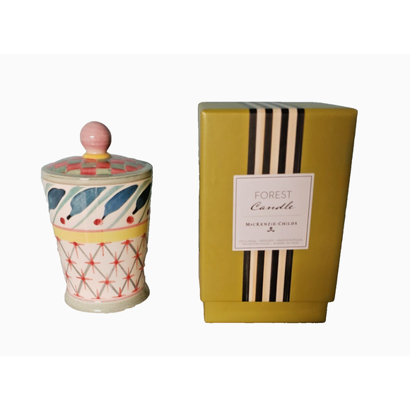 MacKenzie-Childs Taylor Forest Scented Candle 6.5" Tall, Retired Lidded Jar - Picture 6 of 6